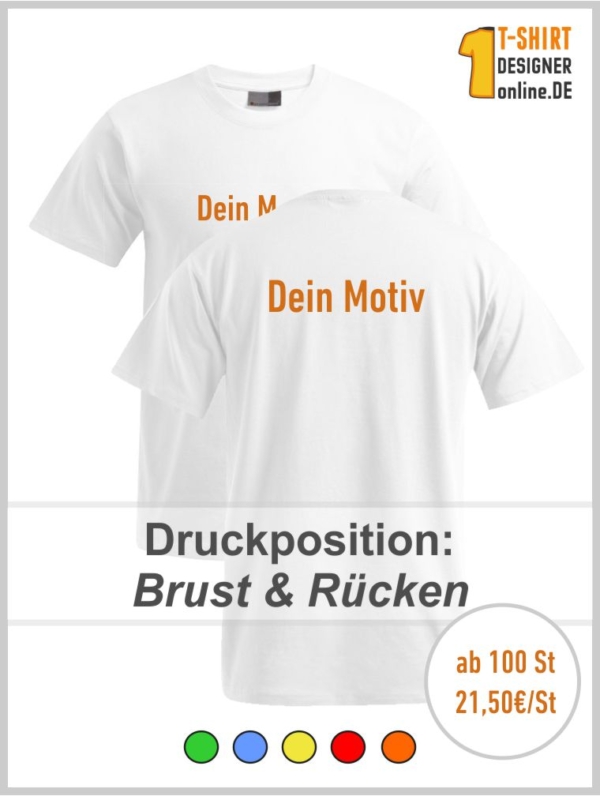 Farbiges T-Shirt mit Druck auf Brust & Rücken