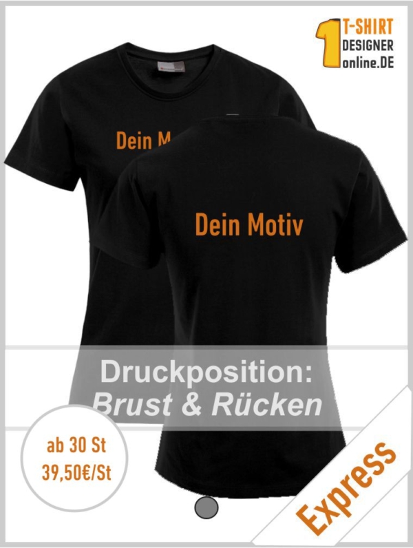 Schwarzes Damen T-Shirt mit Druck auf Brust & Rücken (Express)