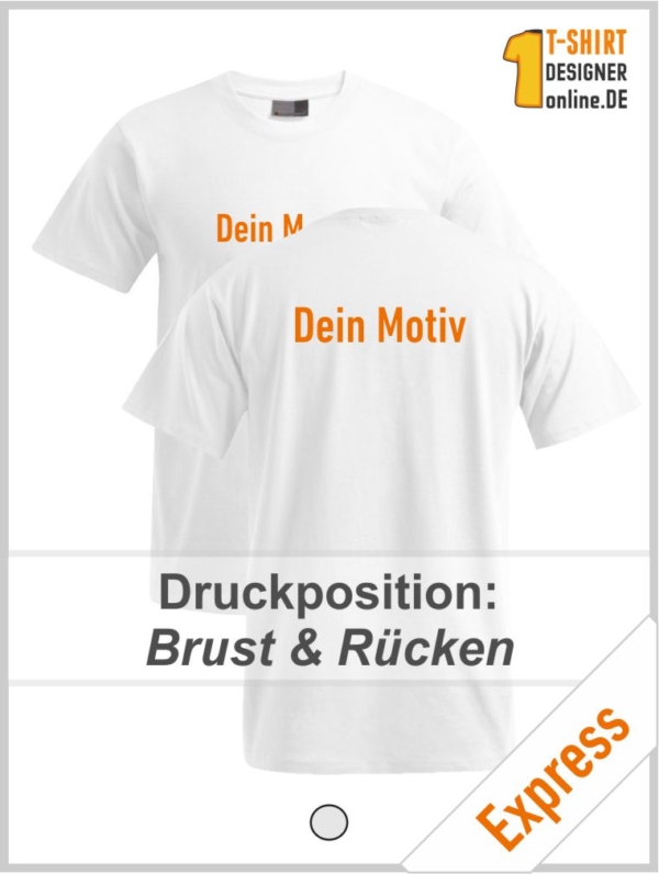 Weißes T-Shirt mit Druck auf Brust & Rücken (Express)
