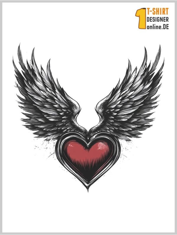 Herz mit flügel Design für dein T-Shirt